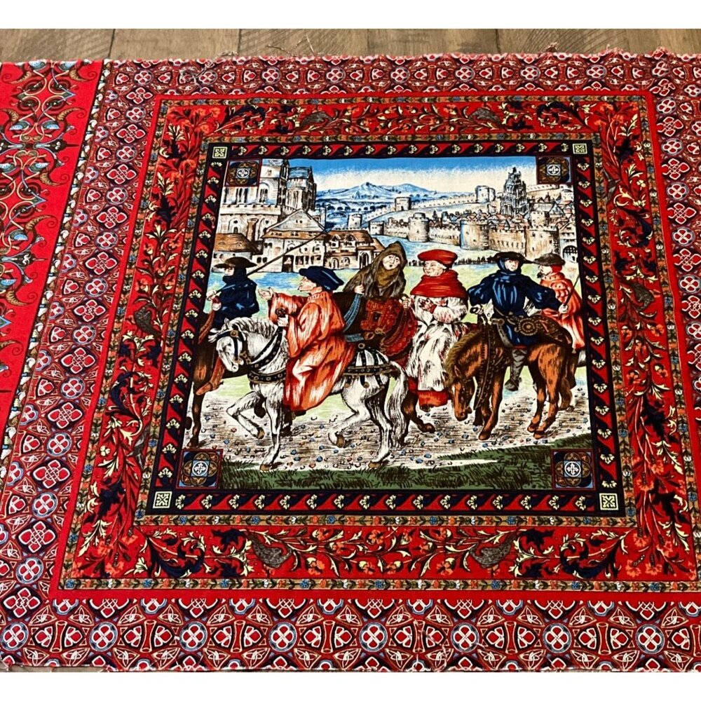 Rose & Hubble Medieval Fabric Panel Cushions Lydgate & Canterbury Pilgrims